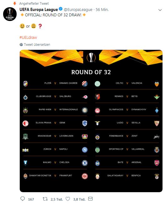 Übersicht Auslosung UEL