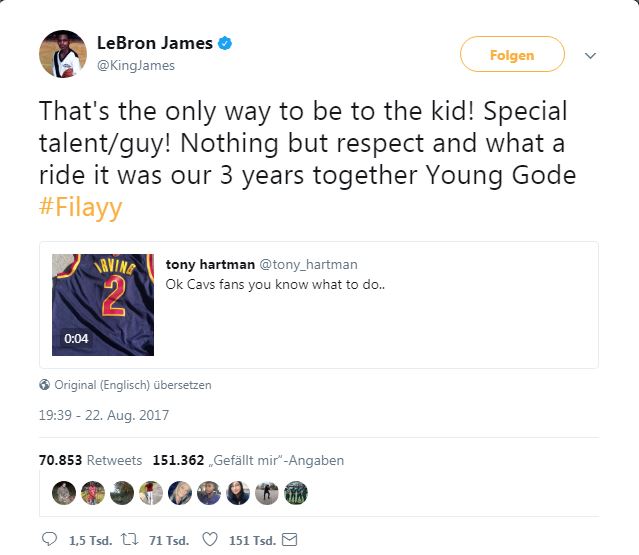 LeBron James bedankt sich bei Kyrie Irving